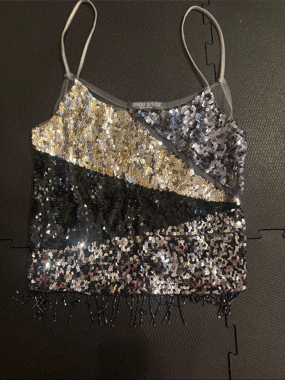 Bisou Bisou Gold, Black & Silver Sequin Camisole